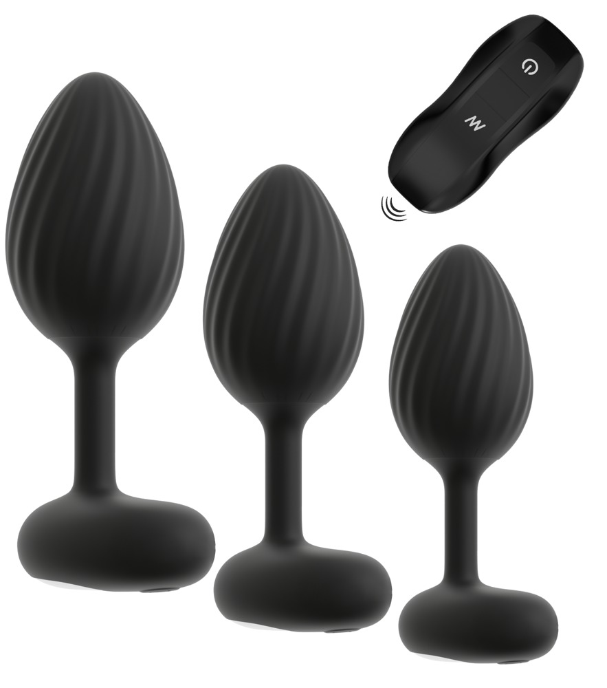 3-teiliges Analplug-Set mit Vibration