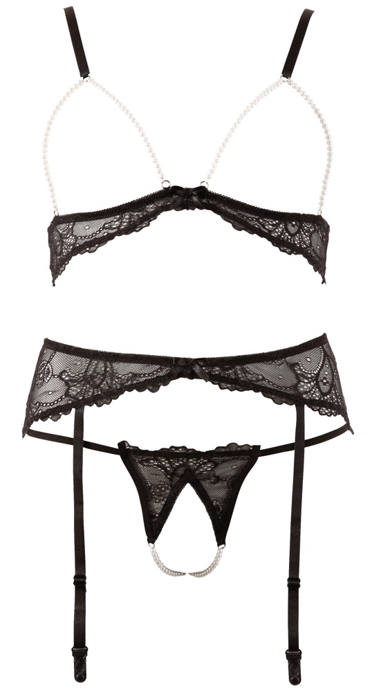 3-teiliges Straps-Set, ouvert, mit Schmuckperlen