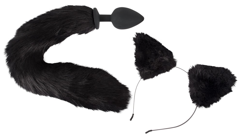 Analplug mit Katzenschwanz plus Haarreif mit Katzenohren