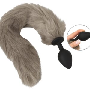 Analplug „fluffy tail“ mit langem Kunstfell-Schweif