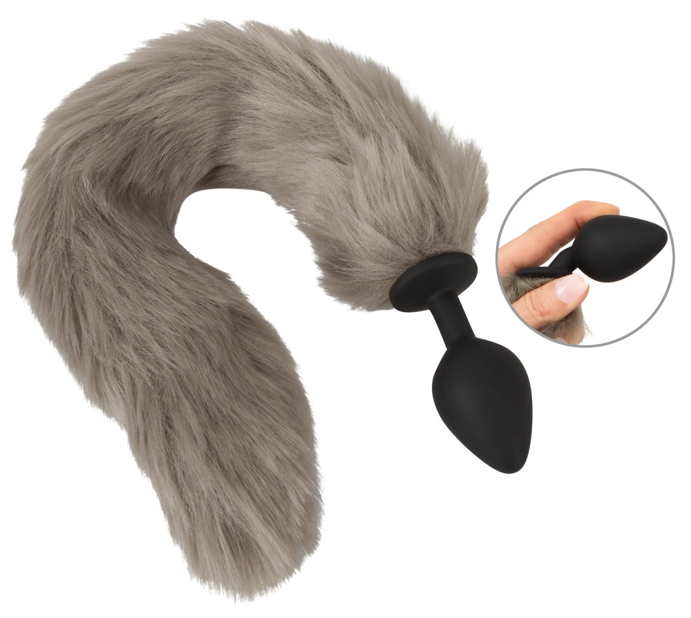 Analplug „fluffy tail“ mit langem Kunstfell-Schweif