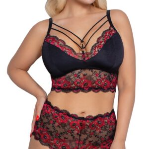 BH plus Slip mit edler 2-farbiger Spitze