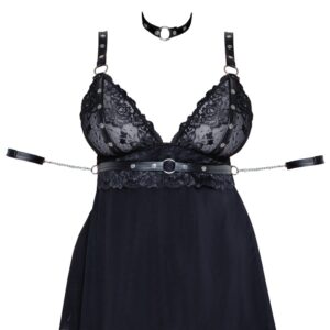 Babydoll plus Bondage-Schal, Halsband und Armfesseln