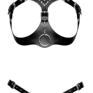 Brust-Harness plus Strap-on-String aus Leder, größenverstellbar