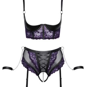Hebe plus Straps-Slip ouvert im edlen Material-Mix