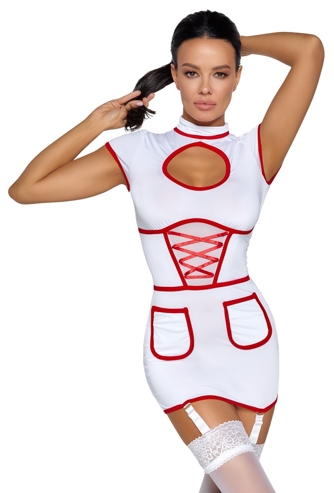 Kleid mit Strapsen im Krankenschwester-Look