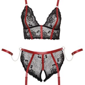 Longline-BH plus Straps-Slip ouvert inklusive Halsband und Armfesseln