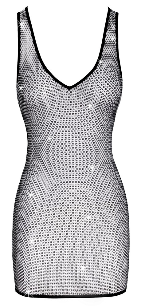 Netz-Minikleid mit Allover-Strassbesatz