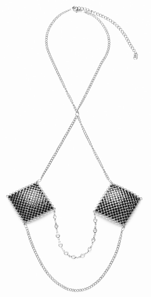 Nippelsticker „Square“ mit Hals- und 2 Verbindungsketten