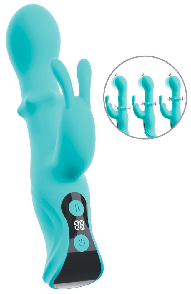 Rabbitvibrator „ORIVEN“ mit Klopf-Impulsen & Slide Massagering