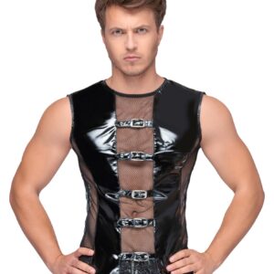 Shirt aus bi-elastischem Lack und Netz