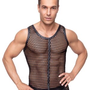 Shirt mit Grobnetz-Front und Rücken im Mattlook