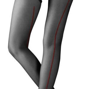 Strapsstrumpfhose mit roter Ziernaht
