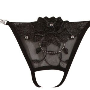 String ouvert mit Stickerei und Strass-Details