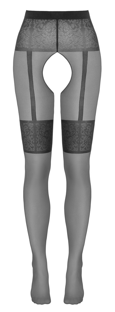 Strumpfhose ouvert in Strapsgurt- und Strumpfband-Optik